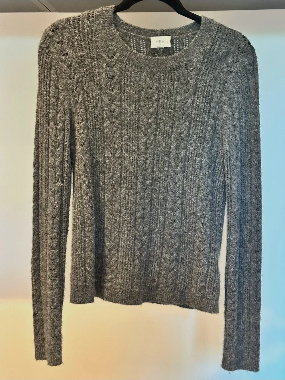Wilfred by Aritzia Charcoal Brushed Wool Cashmere Blend Sweater Size S